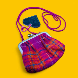 Cottagecore Fairy Pink Scottish Tweed Vintage Y2K NESS Tweed Mini Crossbody Bag